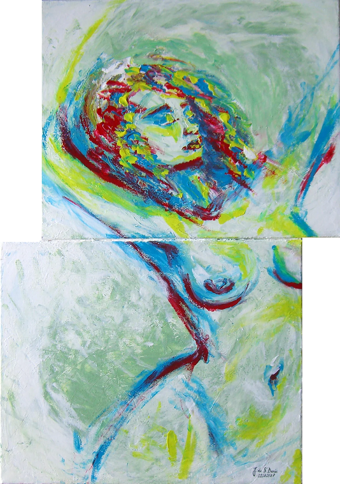 Femme nue dansant - Acrylique sur toile - peinture aux doigts